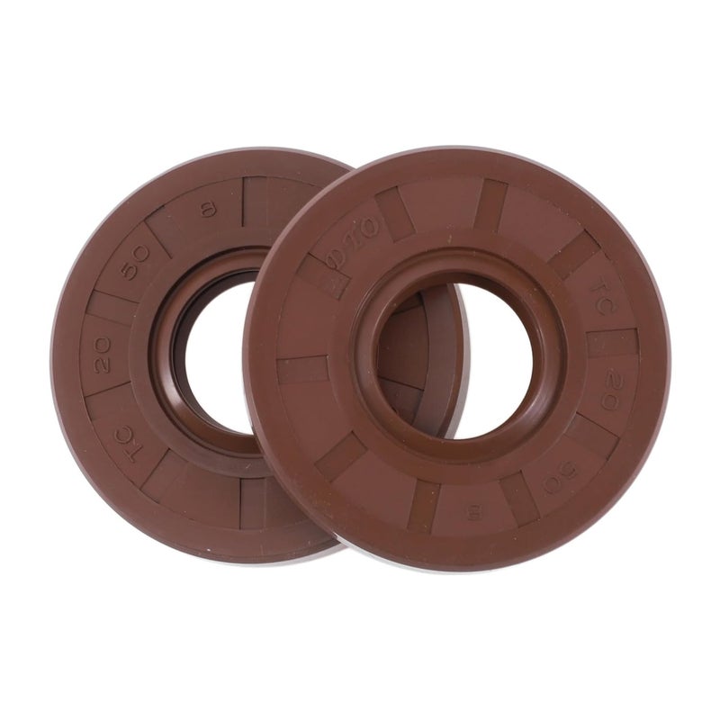 HEROFFIX Universal Oil Seal TC Seal Ring Rotary Shaft Seal 20x50x8mm High Pressure FKM Rubber Brown 2 Pcs - Image 1